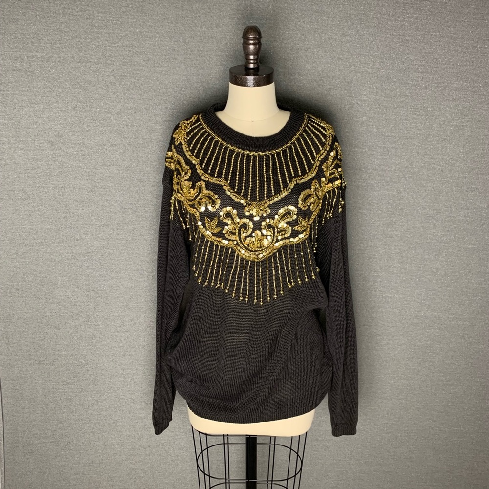 Vintage Black and Gold Deco Sweater